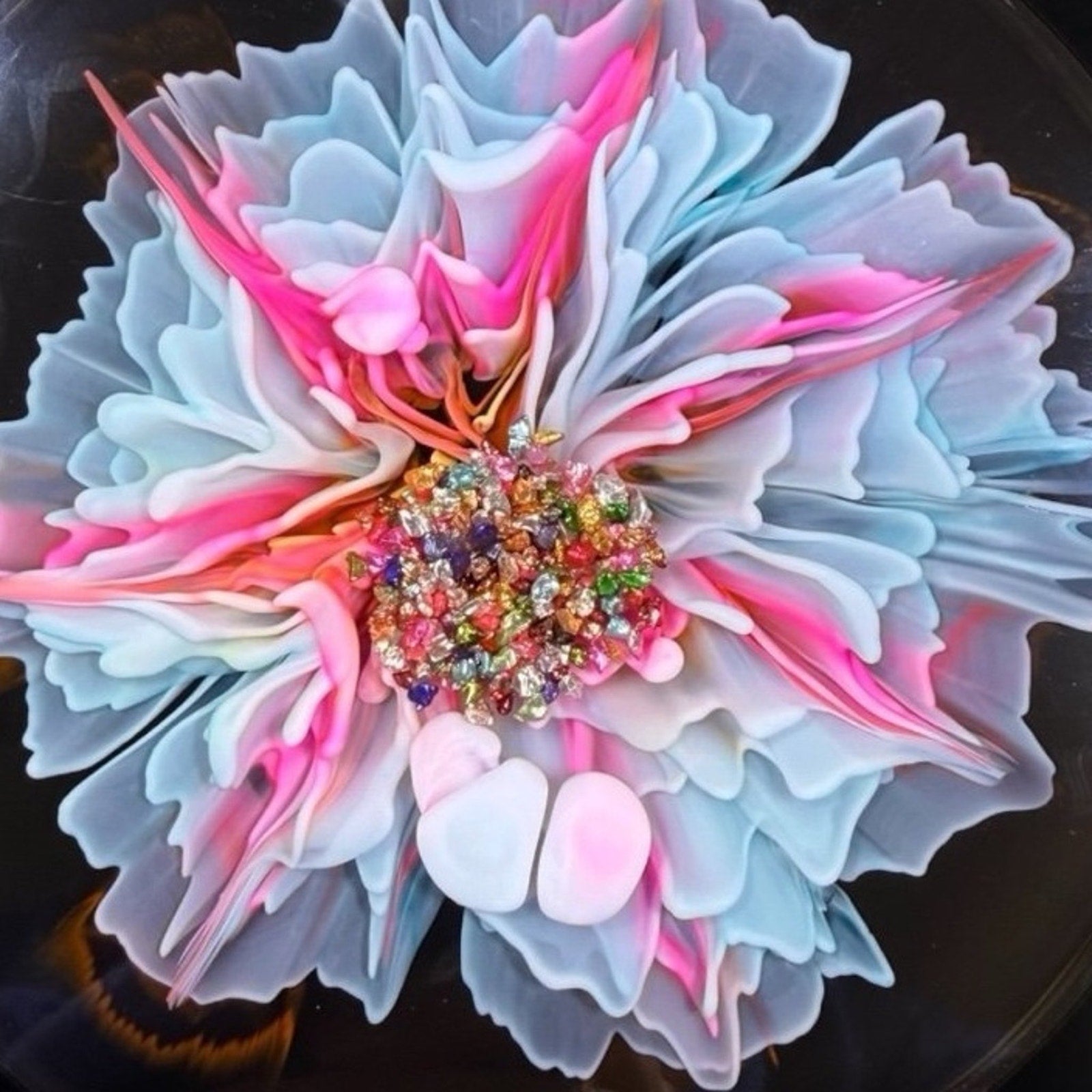 Resin Bloom Art Floral Decor | 3D Sculptural Flower Statement Piece Handcrafted