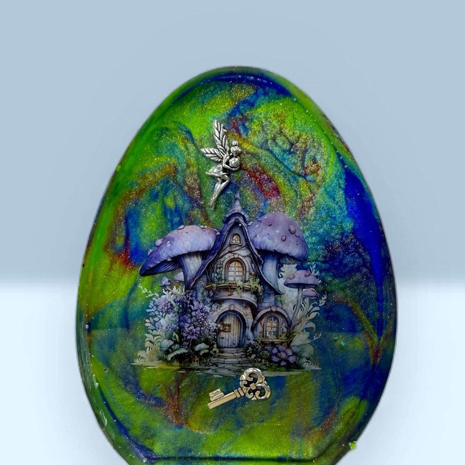 Handcrafted Resin Egg Art Set of 3 Enchanted Story Spring ChiliBeanCollection