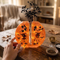 Halloween Lighted Resin Bud Vase – Witch Decor – Handmade Orange Vase