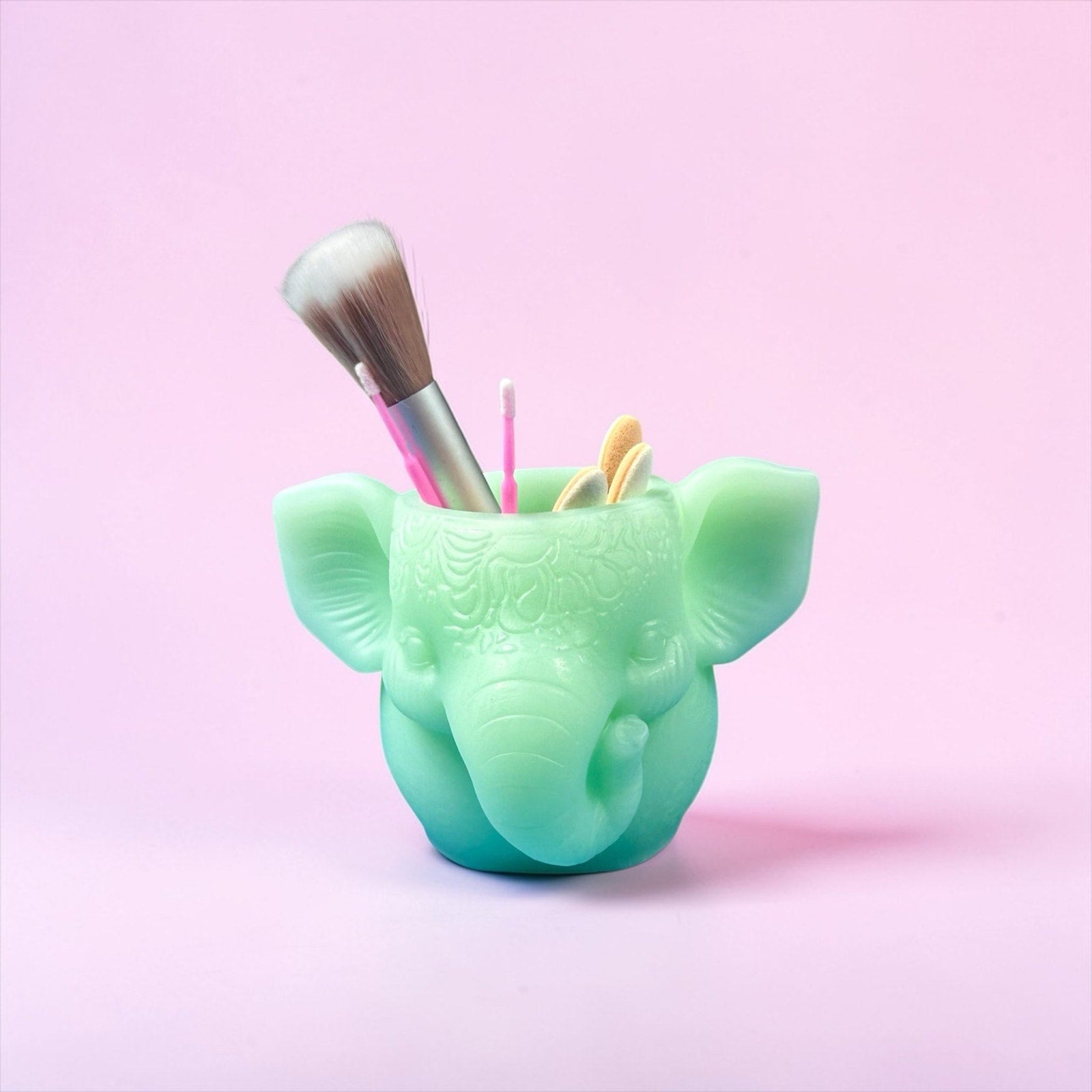 Handmade Epoxy Resin Elephant Organizer Holder Boho Desk Decor Cute Vanity Cup