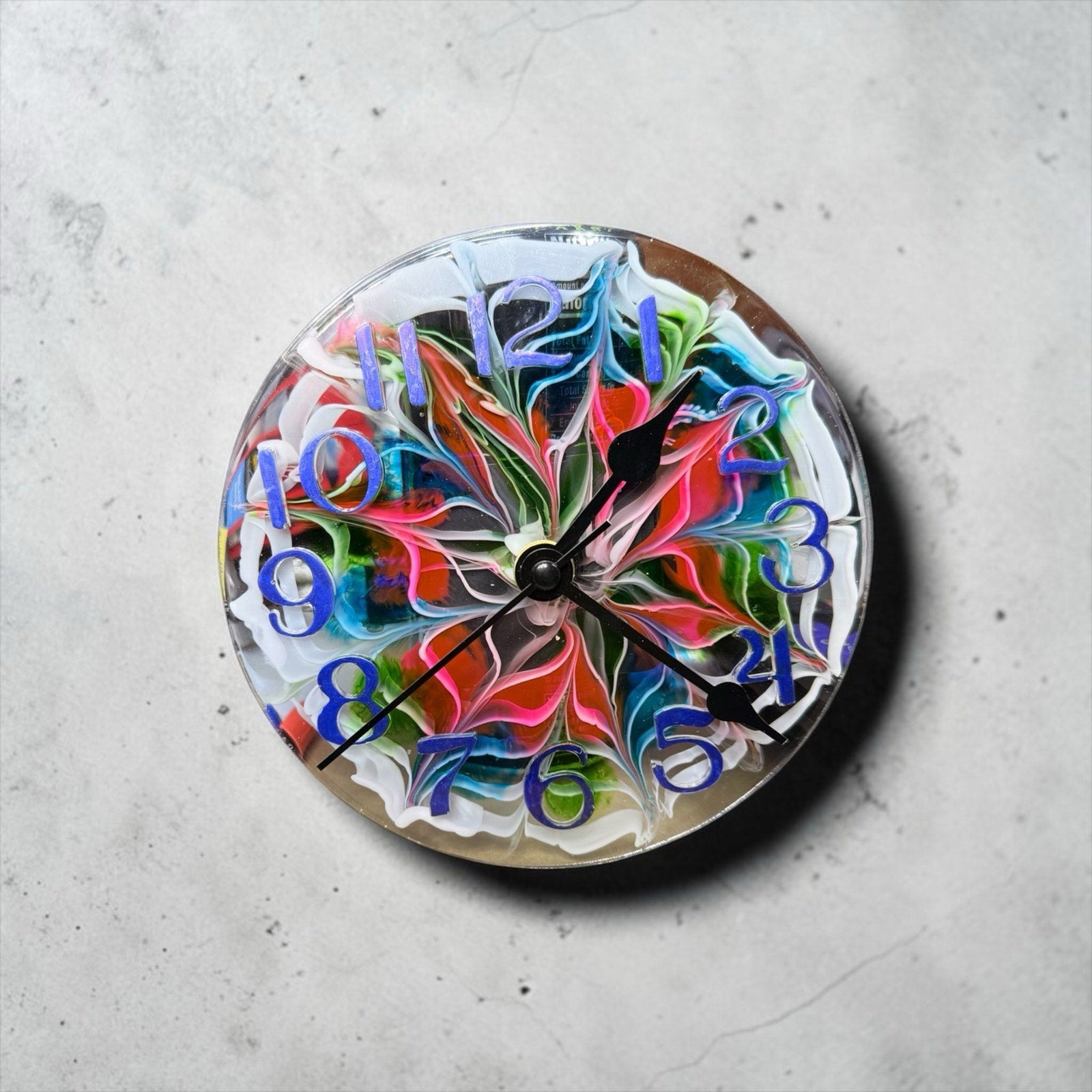Colorful Handcrafted Resin Clock | Modern Number Desk Clock | Unique Functional