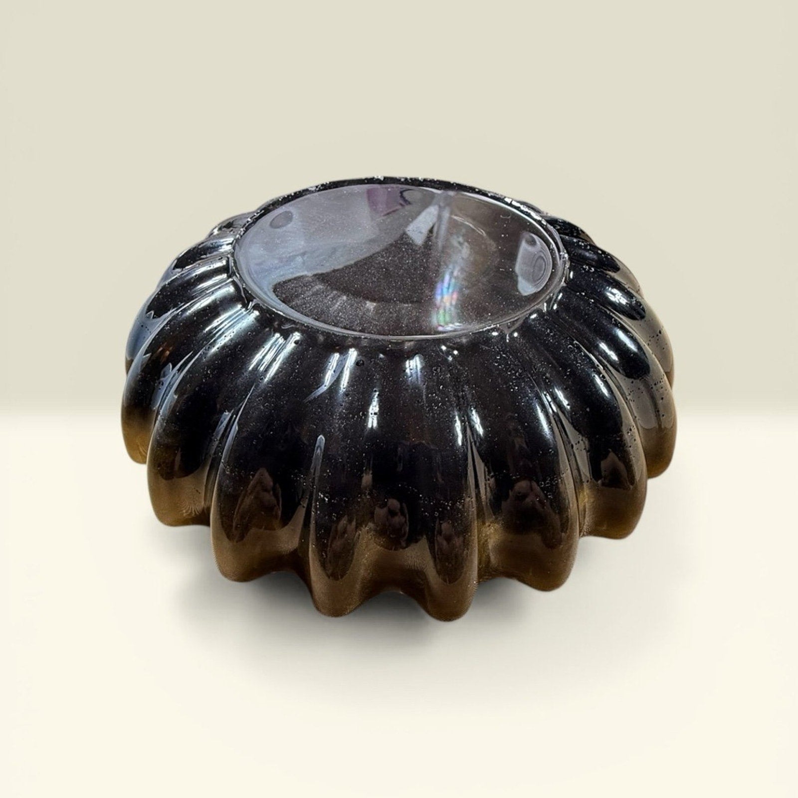 Handcrafted Fluted Epoxy Resin Bowl Gold Black Catchall Dish Vanity Decor Boho