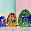 Handcrafted Resin Egg Art Set of 3 Enchanted Story Spring ChiliBeanCollection