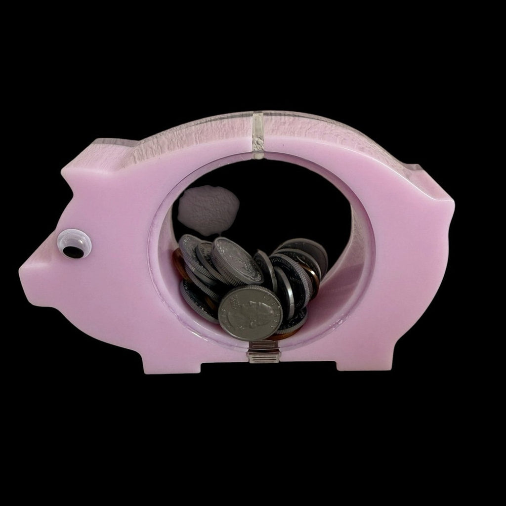 Handmade Resin Piggy Coin Bank | Cute Pink Pig Coin Holder | Fun Savings Gift |