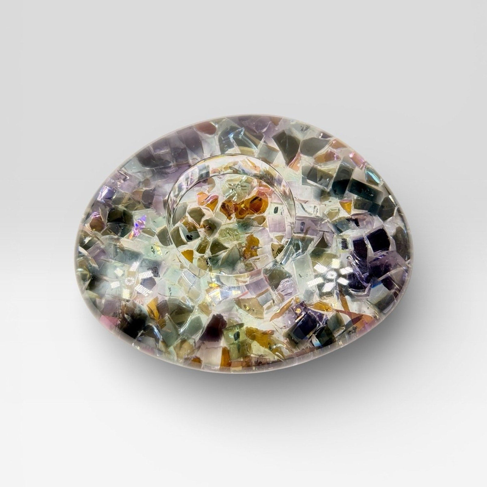 Handcrafted Resin Candle Holder Iridescent Soulkeeper Series ChiliBeanCollection