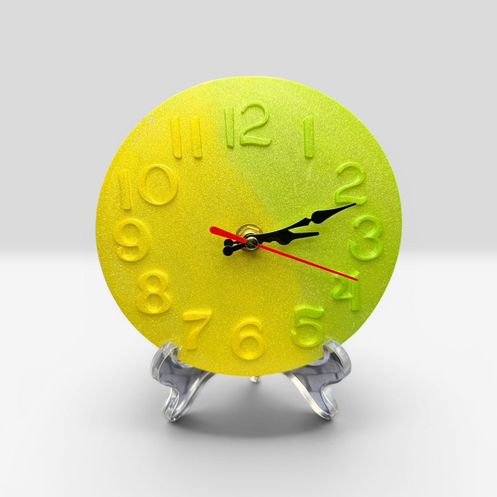 Lime Green/Yellow Resin Clock | Modern Pop Art Desk Clock Handcrafted Gift