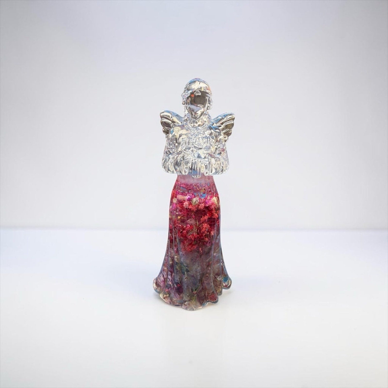 Angel Shelf Sitter Pink Floral Keepsake Handmade Resin Decor Mother’s Day Gift