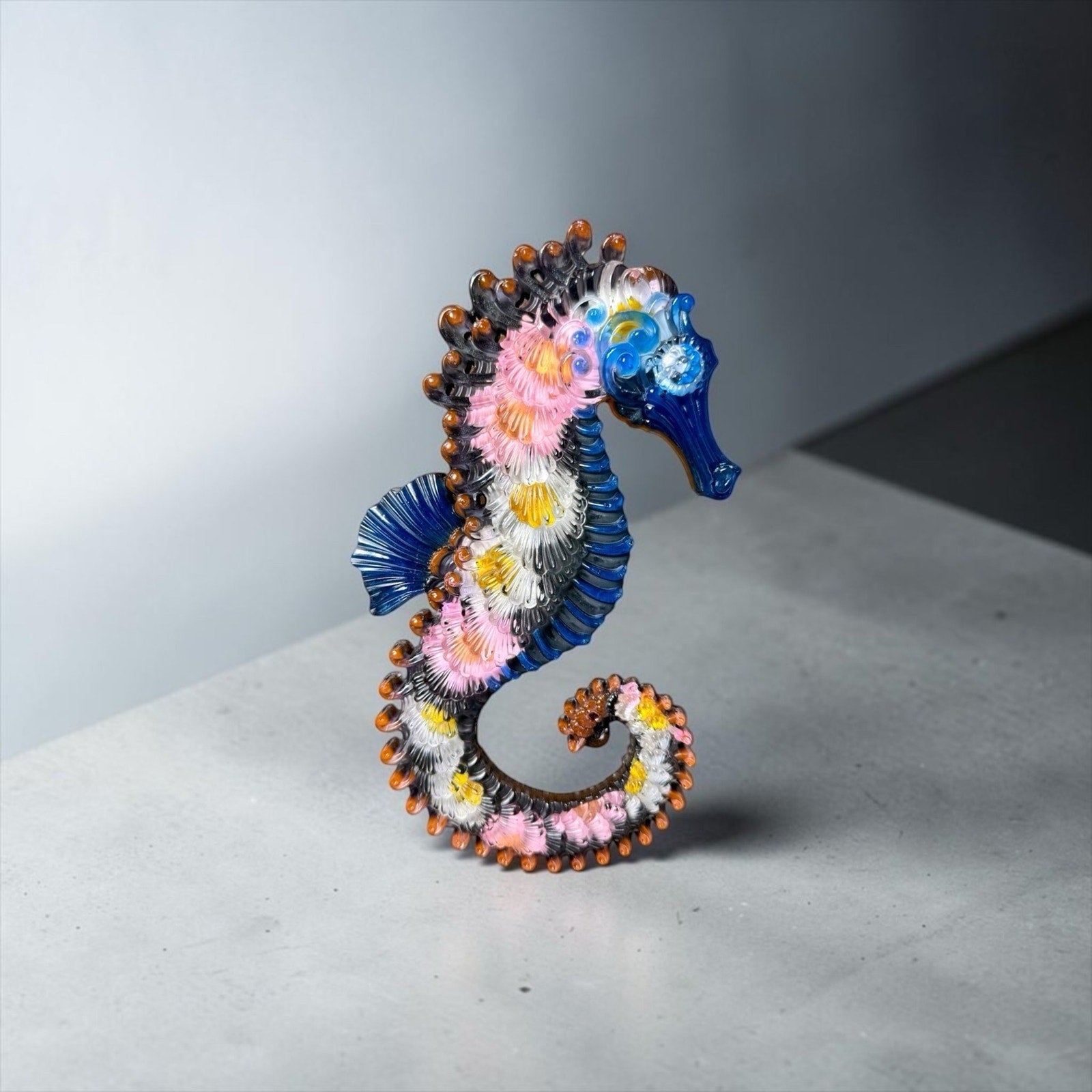 Tideborn Seahorse | Handcrafted Resin Coastal Wall Art | Sculptural Ocean Décor
