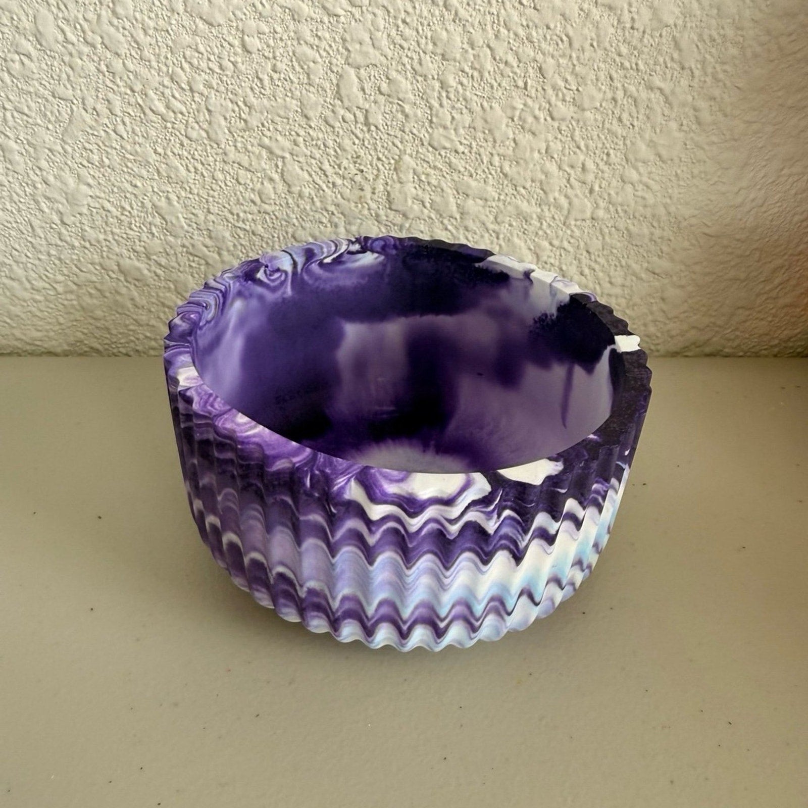 Handmade Eco Resin Bowl | Purple Marbled Catch-All | Modern Decorative Bowl