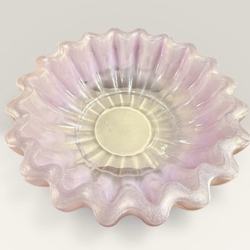 Handcrafted Resin Catchall Bowl Pink Shimmer Jewelry Dish Vanity Decor Boho