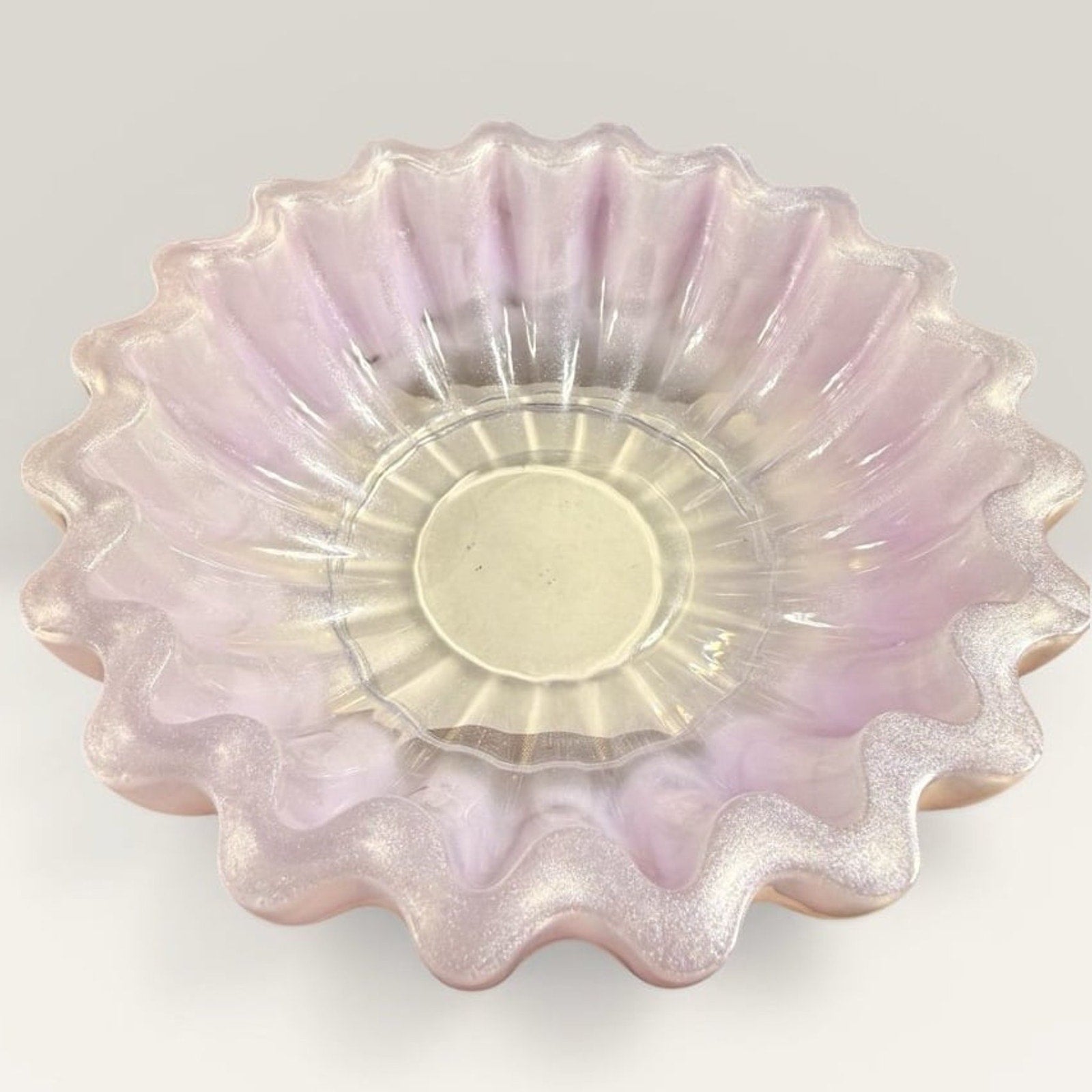 Handcrafted Resin Catchall Bowl Pink Shimmer Jewelry Dish Vanity Decor Boho