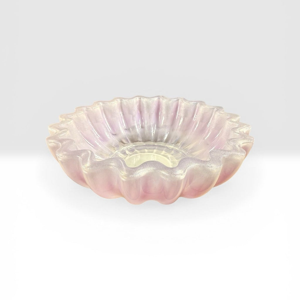 Handcrafted Resin Catchall Bowl Pink Shimmer Jewelry Dish Vanity Decor Boho