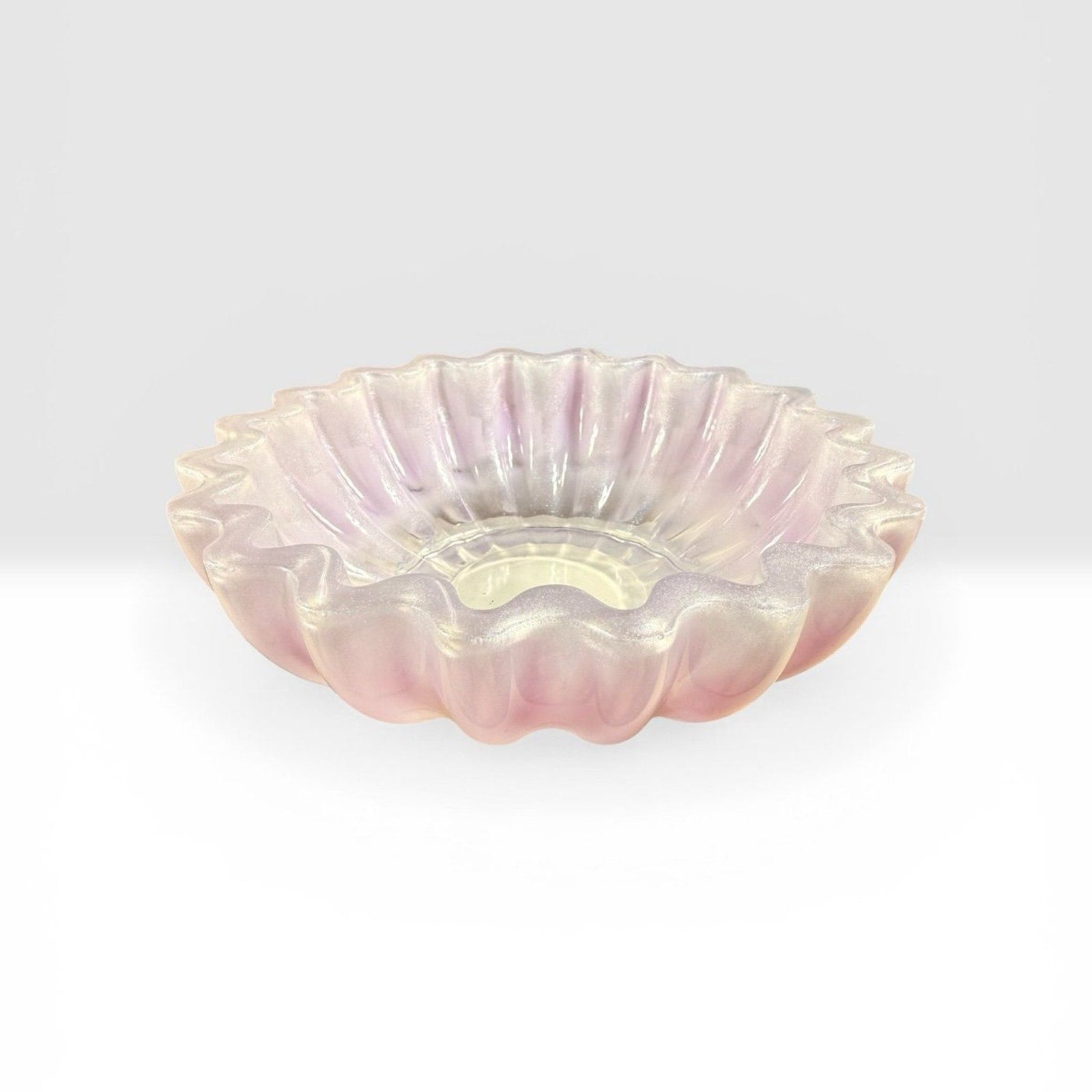 Handcrafted Resin Catchall Bowl Pink Shimmer Jewelry Dish Vanity Decor Boho