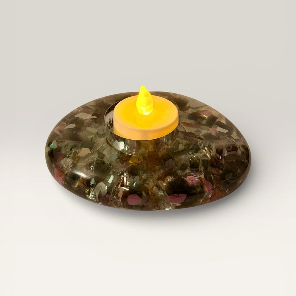 Handcrafted Resin Candle Holder Iridescent Soulkeeper Series ChiliBeanCollection