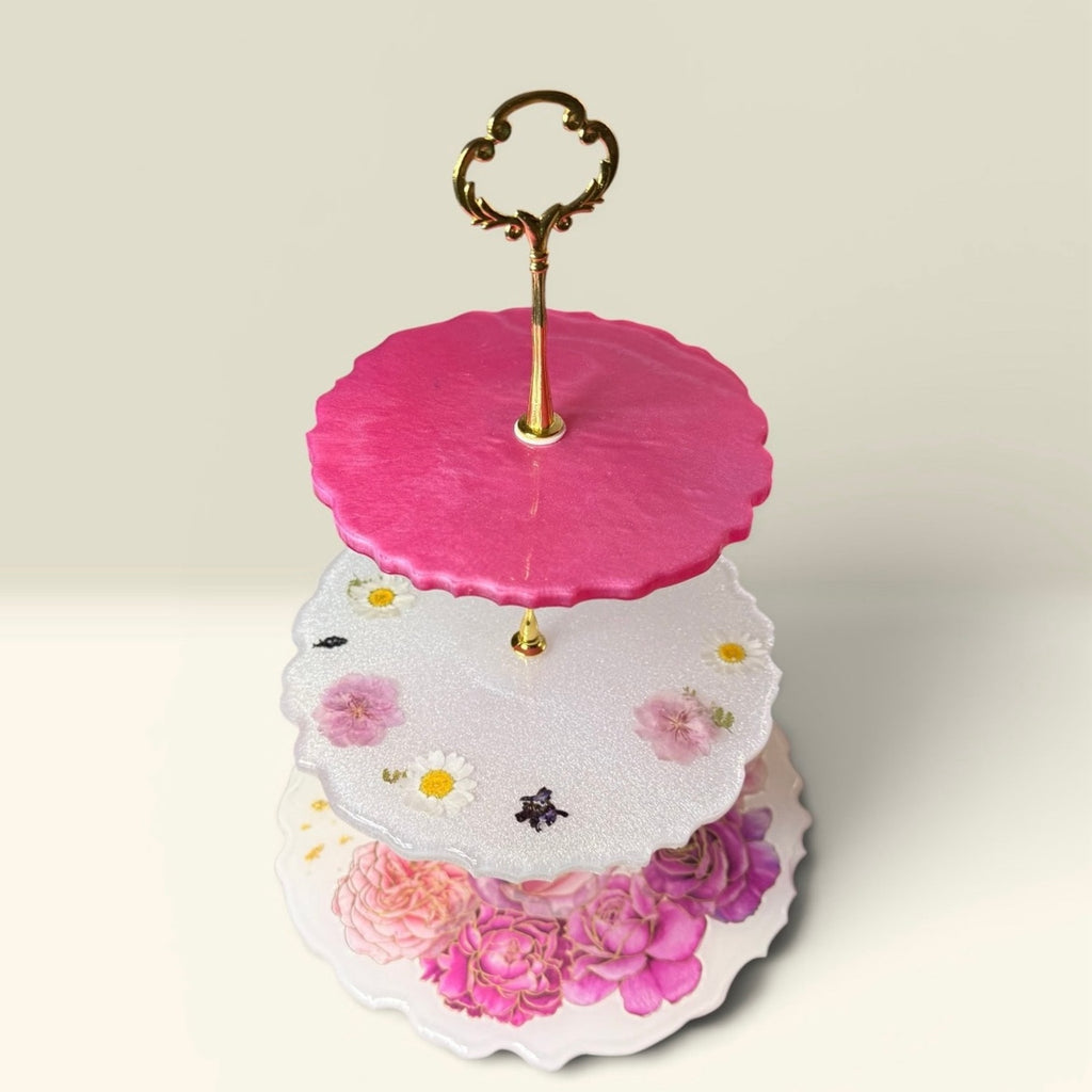Handmade 3 Tier Resin Tray | Pressed Flower Stand | Jewelry Dessert Tea Party De