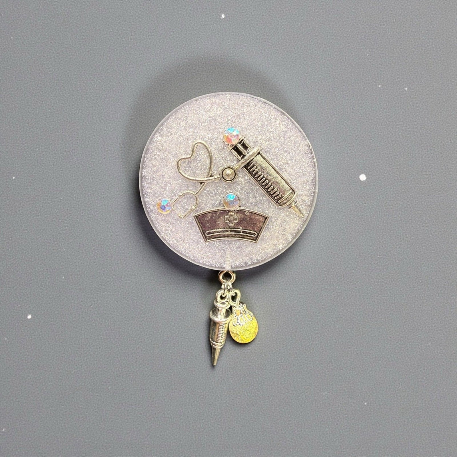 Handmade Resin Nurse Frig Magnet Medical Stethoscope Syringe Dangle Charm