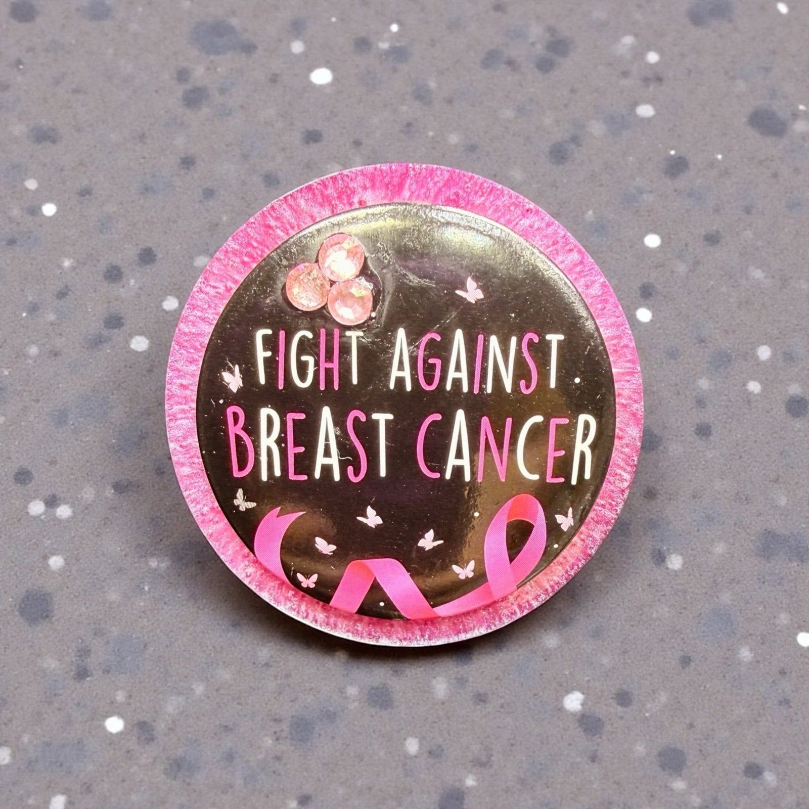 Handcrafted Resin Breast Cancer Awareness Magnet Pink Ribbon Courage Gift