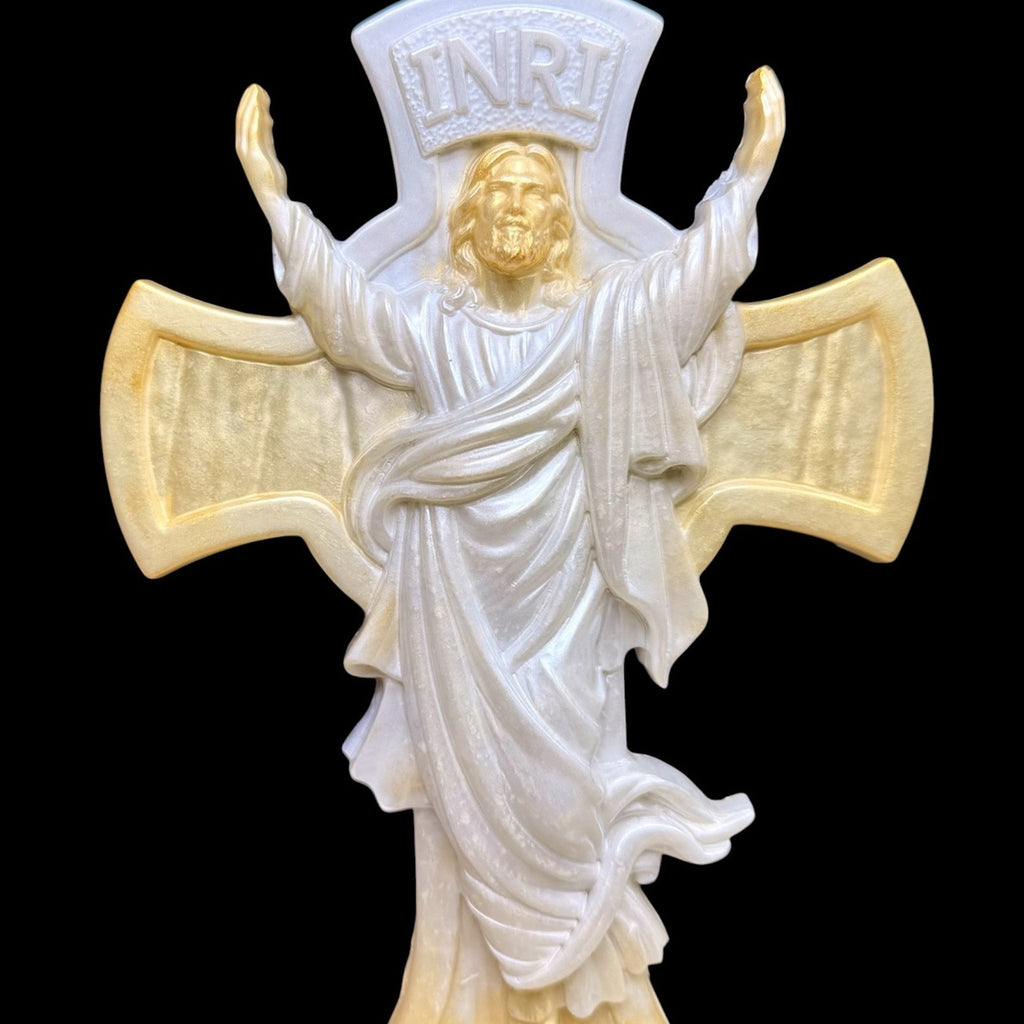 Pearlescent Jesus Cross Decor | Christian Gift | Faith Inspired Home Crucifix
