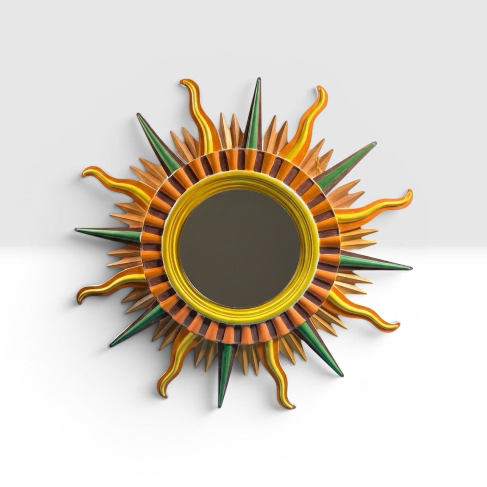 Sunburst Mirror 70s Retro Wall Decor Boho Statement Piece Eco Resin Handcrafted