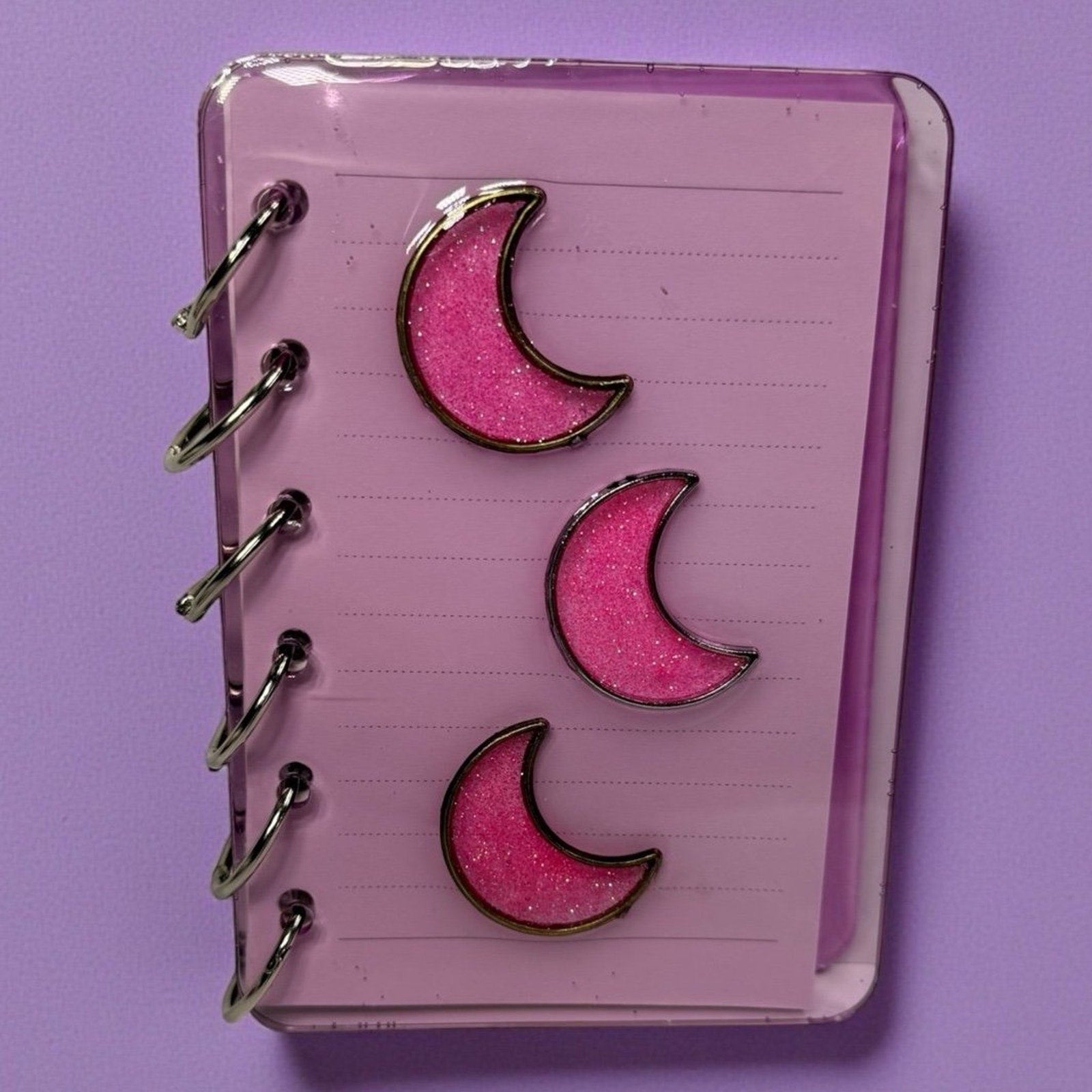 Handmade Resin Notebook Set A7 Moon Celestial w/ Handmade Pens and Bookmarks