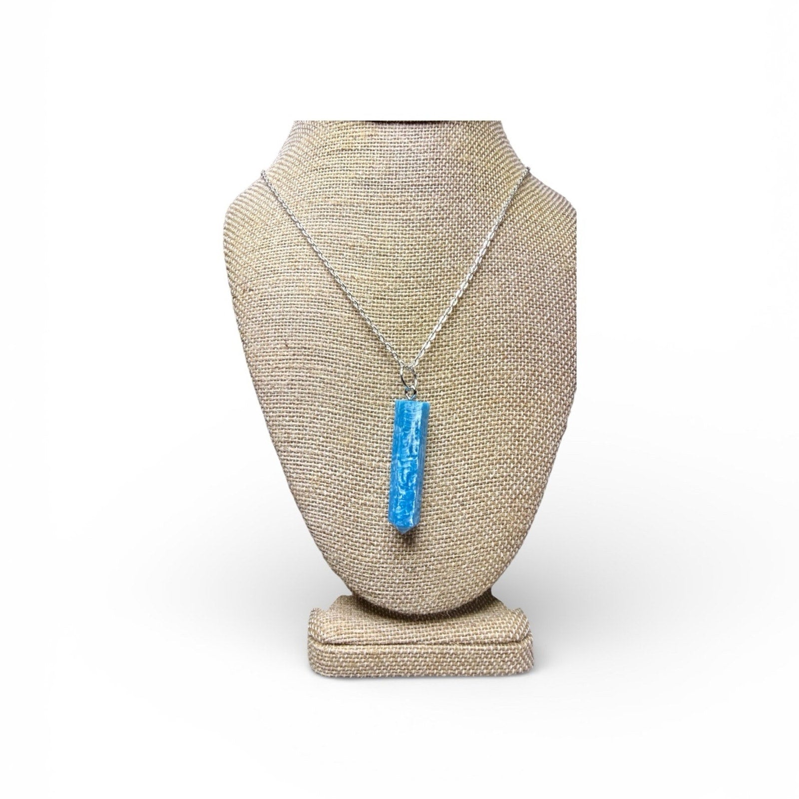 Handmade Blue Resin Pendant Necklace – One of a Kind Statement Jewelry