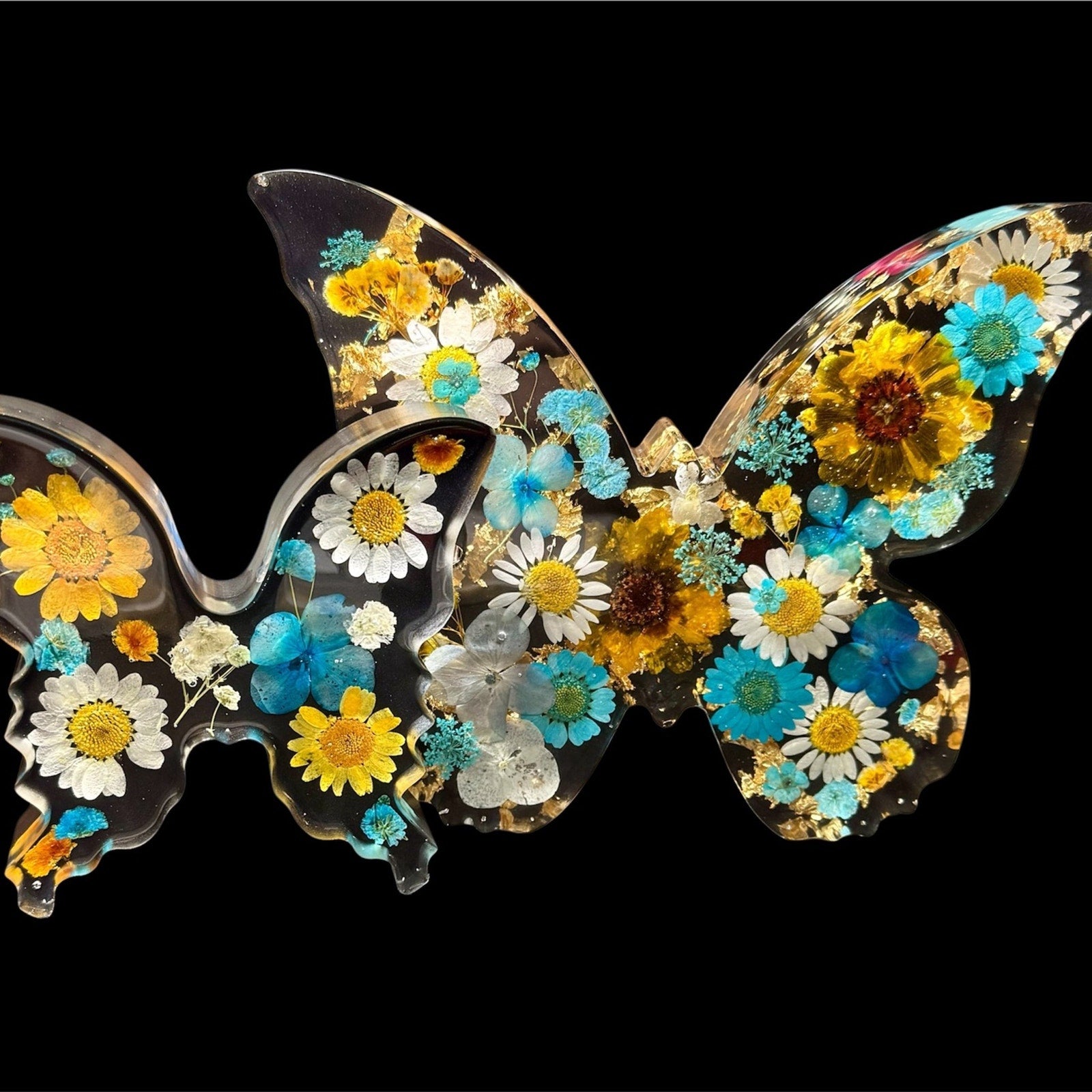 Aurelia Butterfly Set | Handcrafted Resin Botanical Wall Décor | Pressed Floral