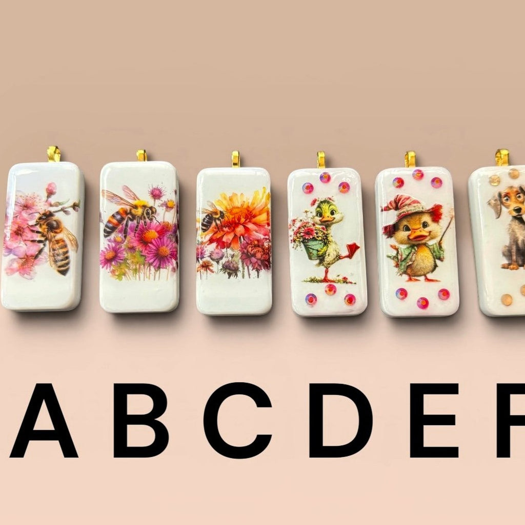 Handcrafted Mini Tile Art Necklace | Bee, Garden, Animal & Whimsical Pendants |