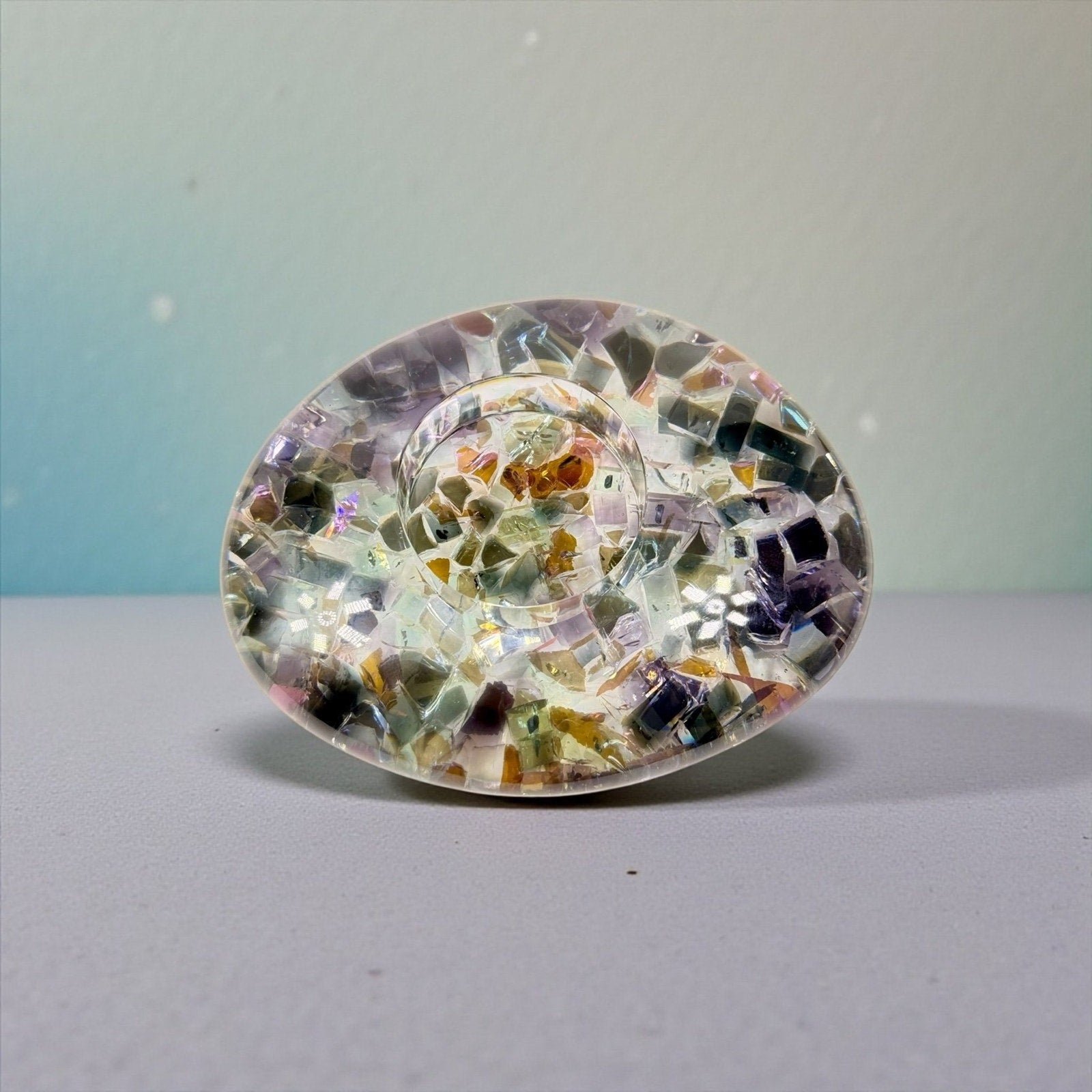 Handcrafted Resin Candle Holder Iridescent Soulkeeper Series ChiliBeanCollection