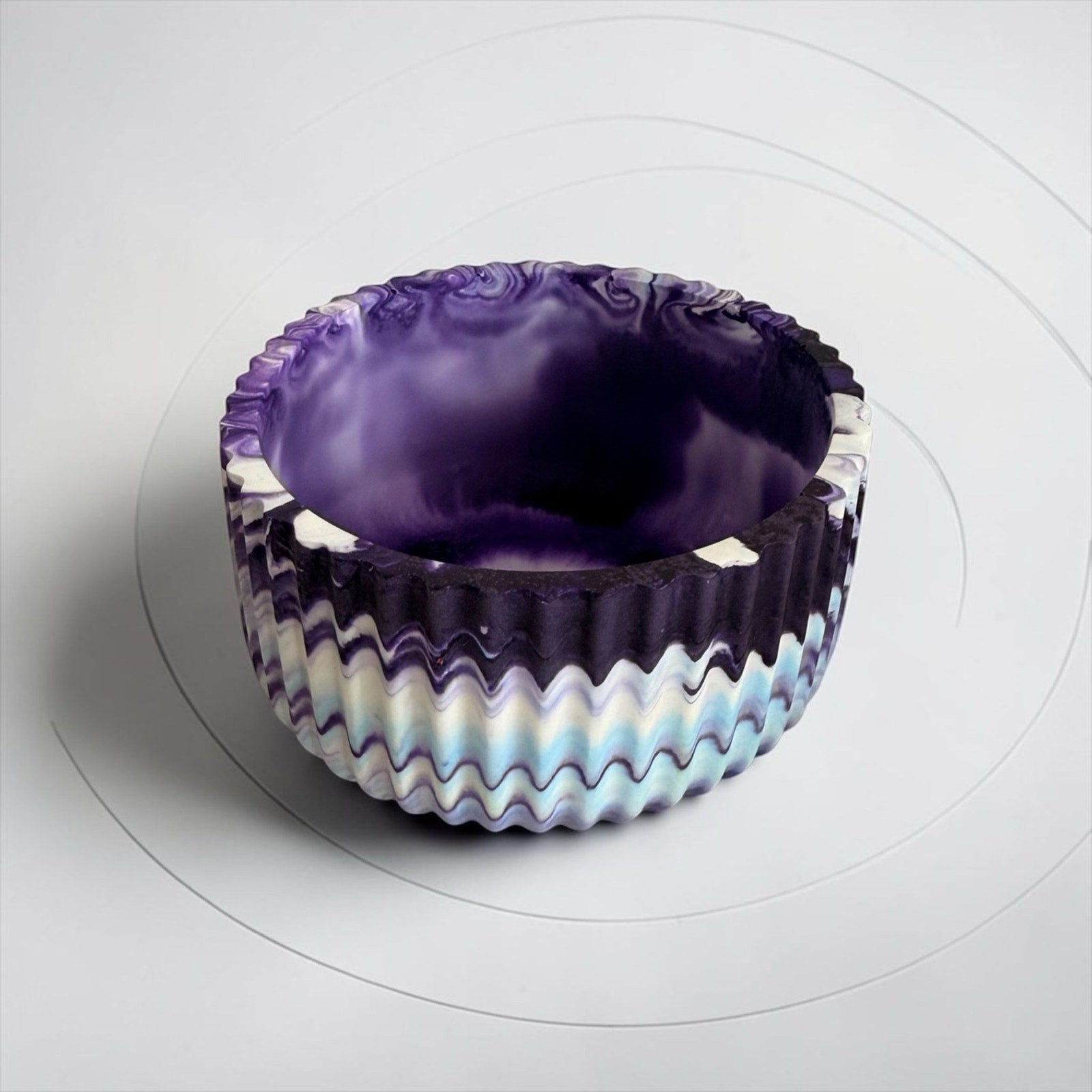 Handmade Eco Resin Bowl | Purple Marbled Catch-All | Modern Decorative Bowl