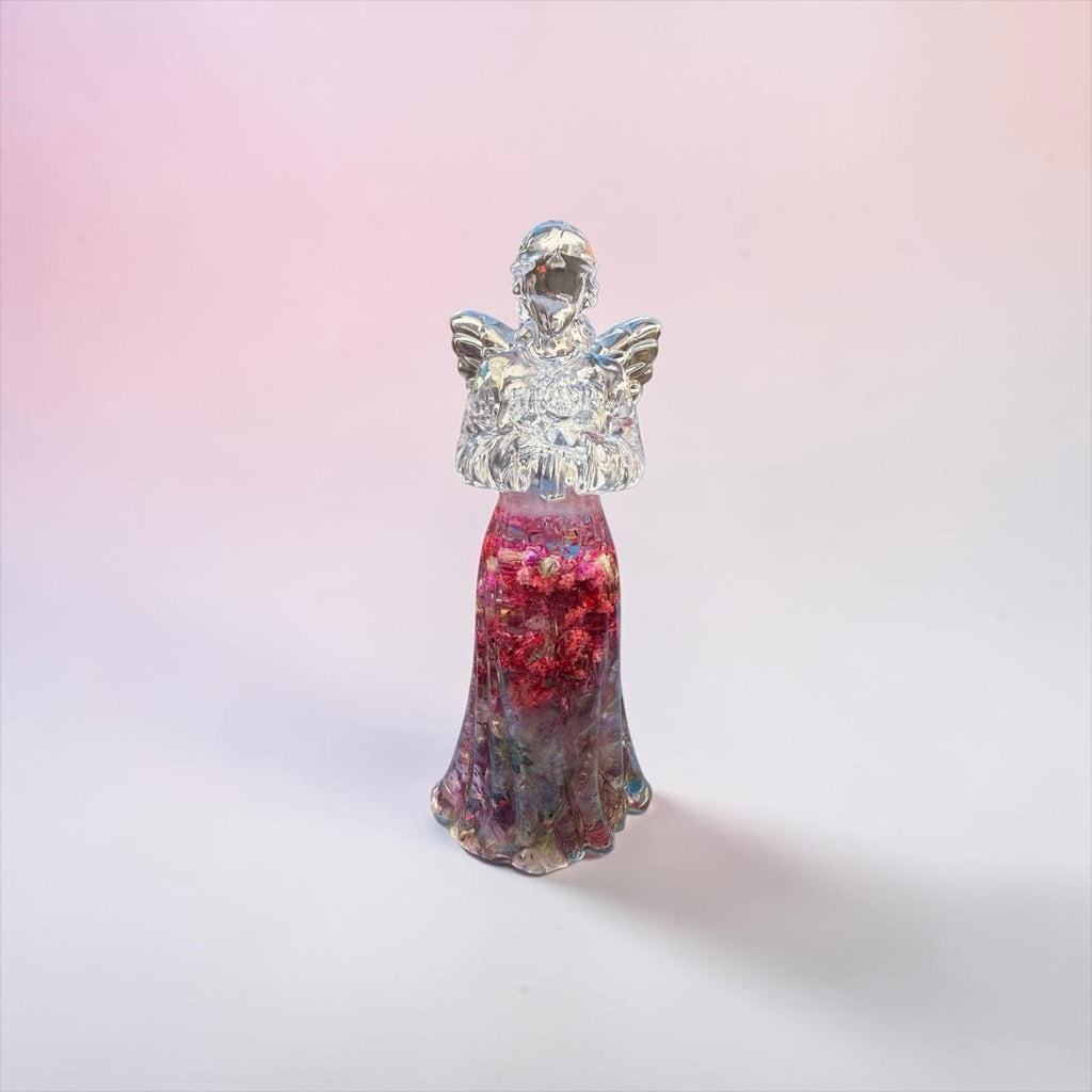 Angel Shelf Sitter Pink Floral Keepsake Handmade Resin Decor Mother’s Day Gift