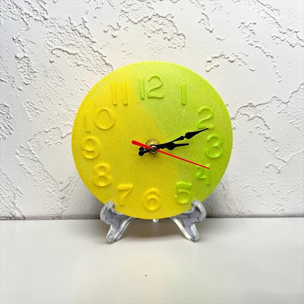 Lime Green/Yellow Resin Clock | Modern Pop Art Desk Clock Handcrafted Gift