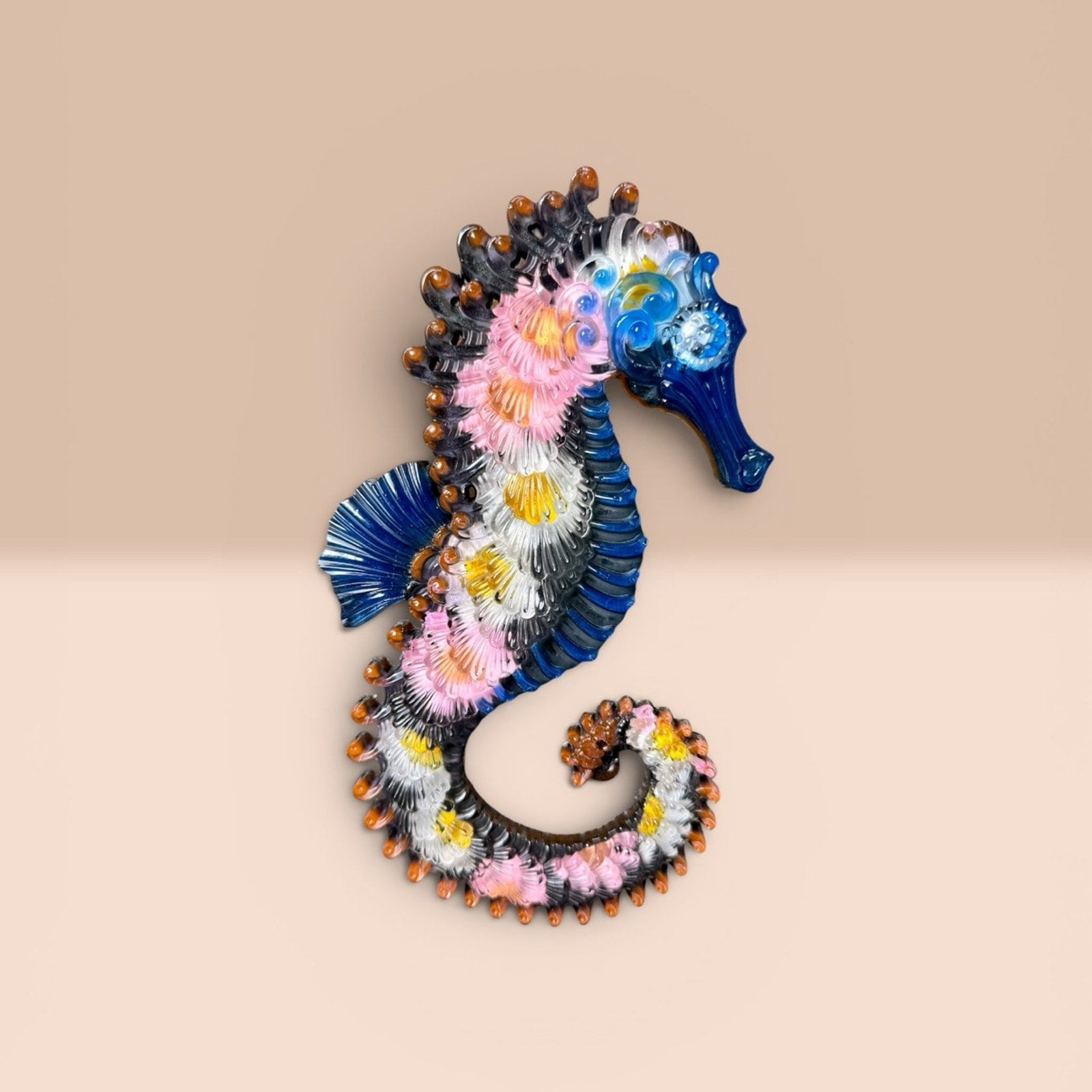 Tideborn Seahorse | Handcrafted Resin Coastal Wall Art | Sculptural Ocean Décor