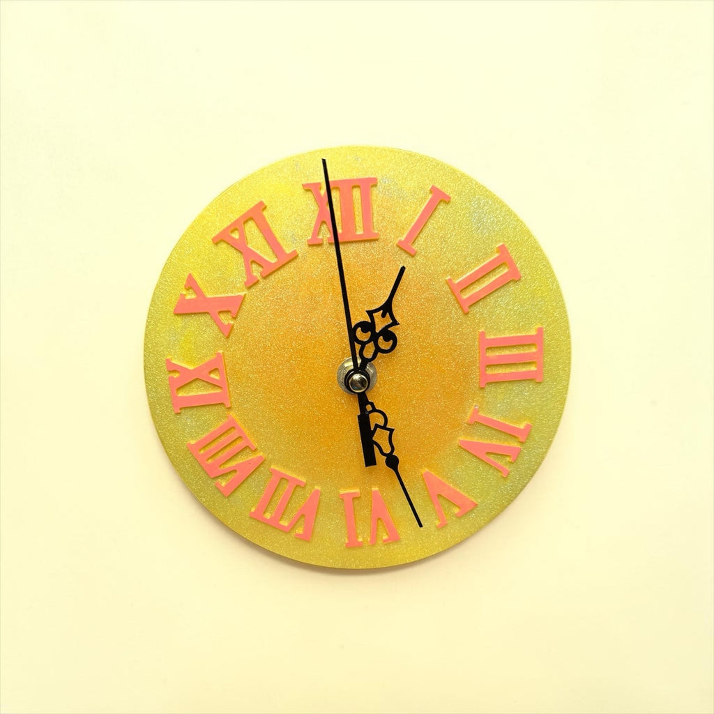 Yellow/Orange Resin Clock | Bright Retro Desk Clock | Functional Art Home Decor