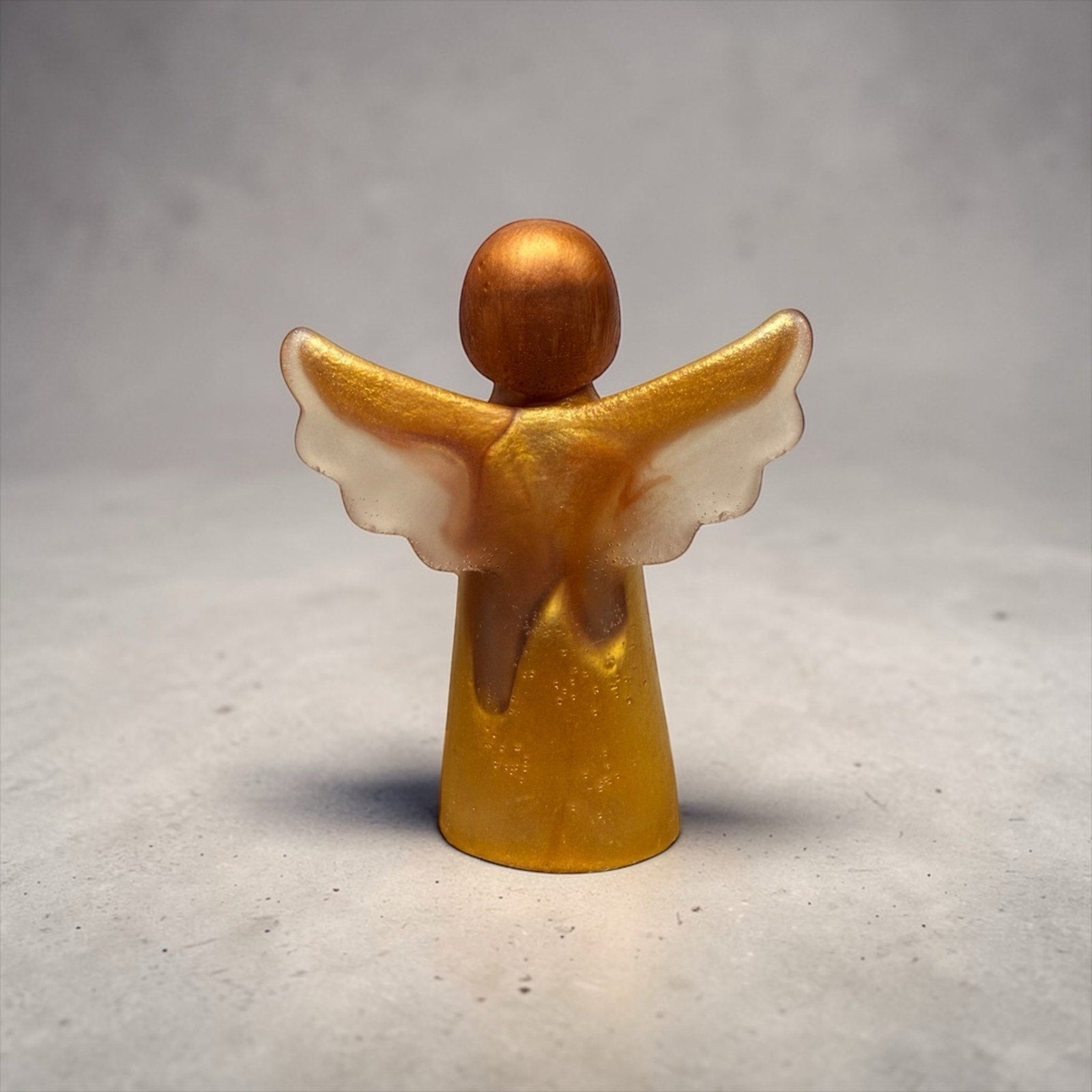 Handcrafted Epoxy Resin Angel Shelf Sitter • Gold Angel Figurine Decor Spiritual
