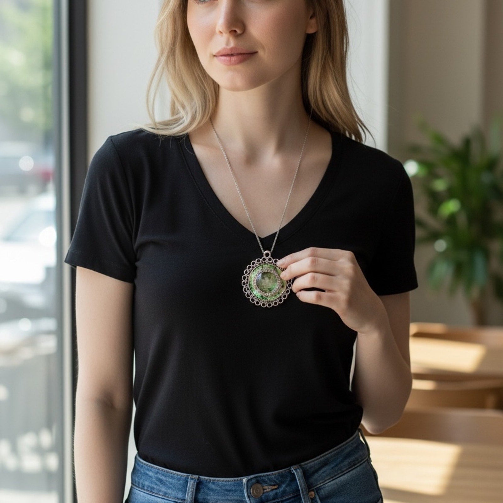 Handmade Vintage Photo Resin Pendant Necklace – Heirloom Memory Keepsake Jewelry