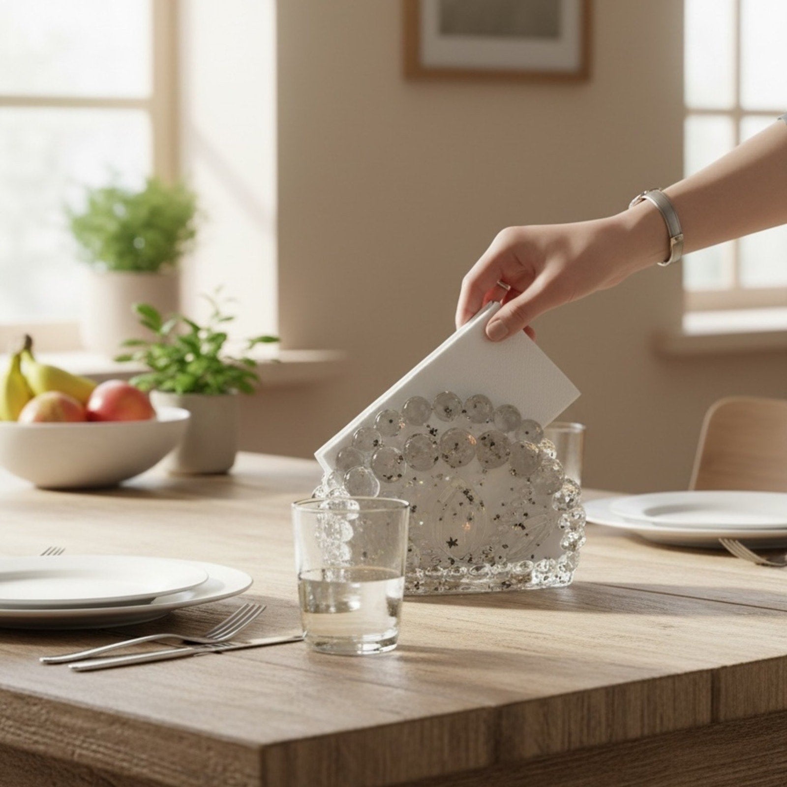 Handcrafted Resin Napkin Holder | Sparkle Table Decor Functional Art