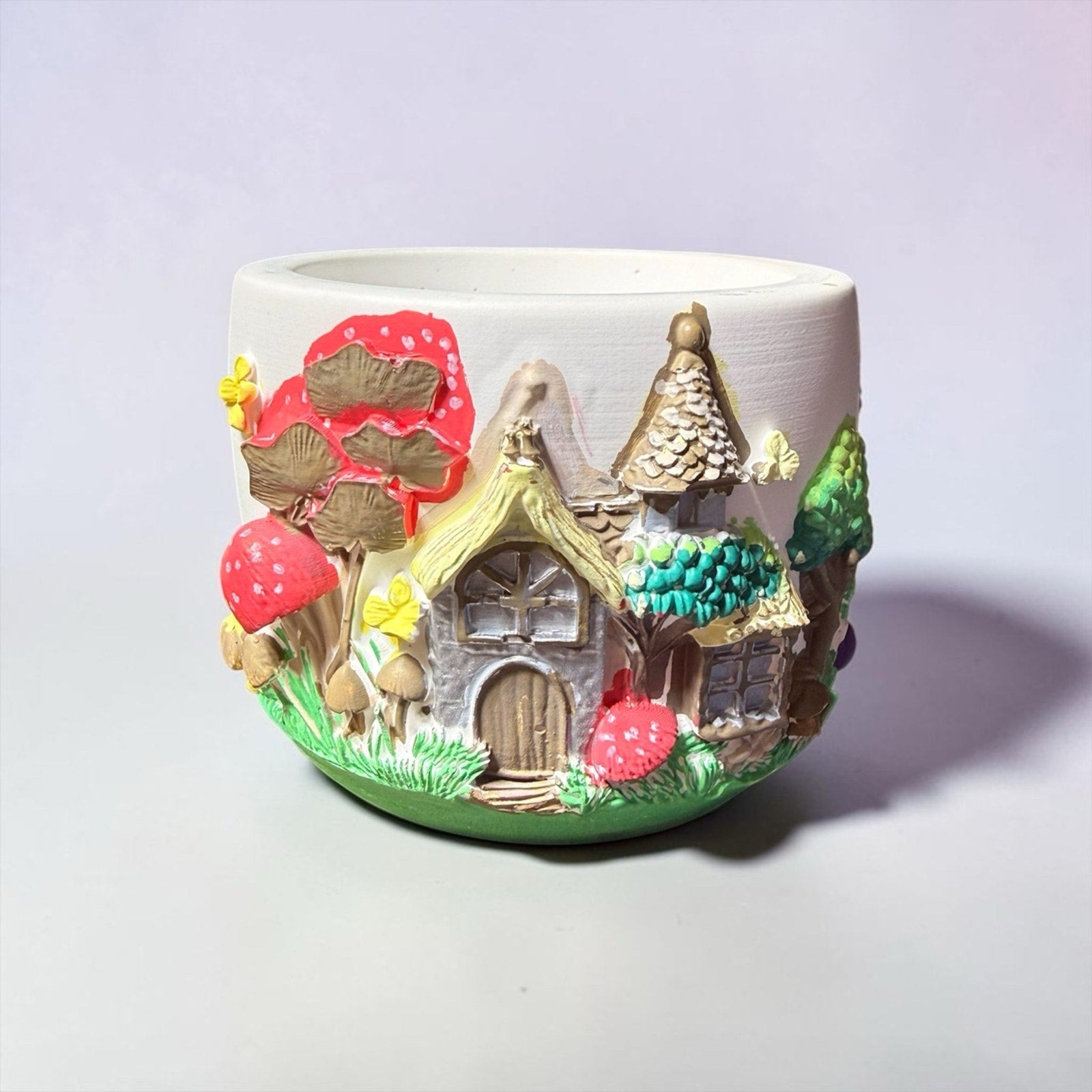 Fairy Cottage Trinket Jar Mushroom House Woodland Decor Whimsical Handcrafted