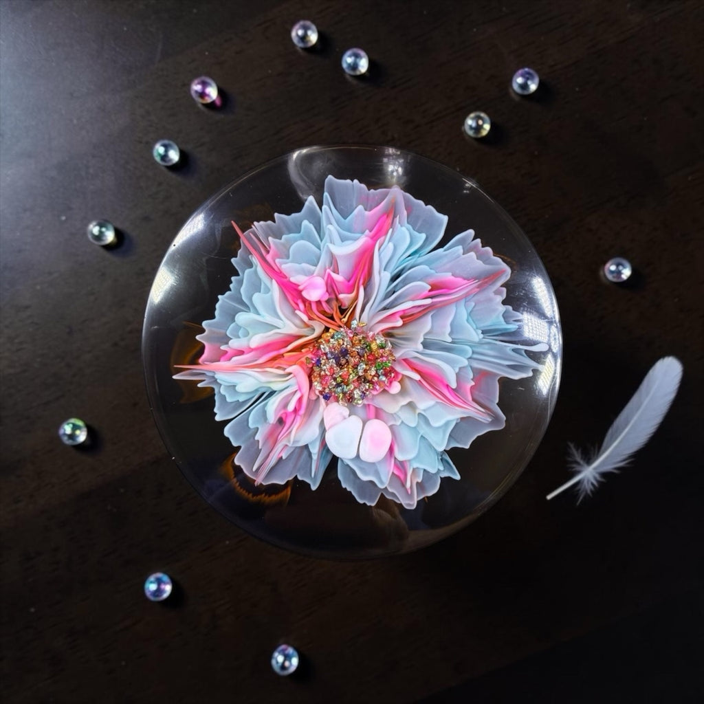Resin Bloom Art Floral Decor | 3D Sculptural Flower Statement Piece Handcrafted