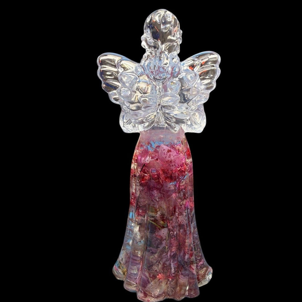 Angel Shelf Sitter Pink Floral Keepsake Handmade Resin Decor Mother’s Day Gift