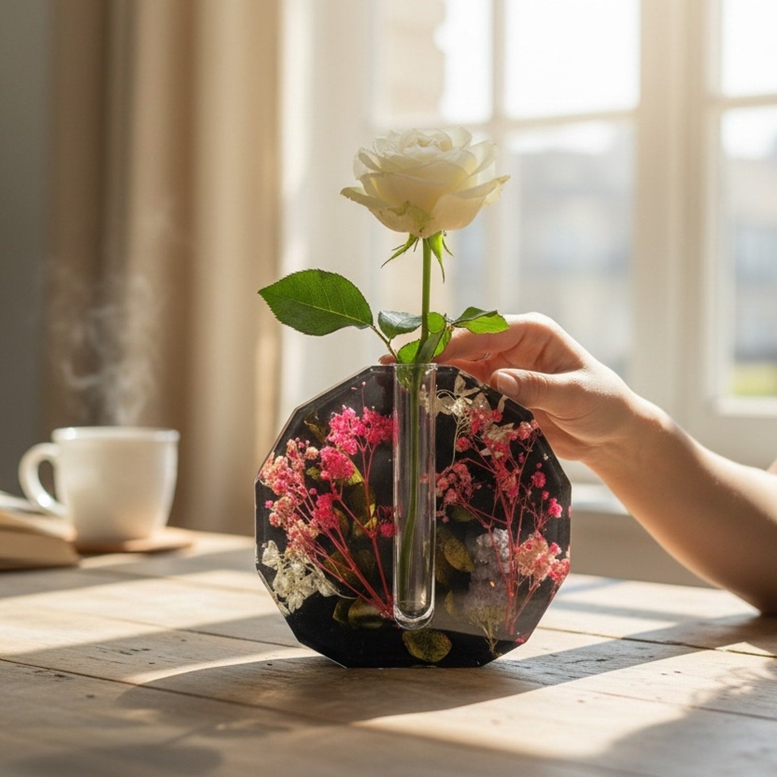 Veloura Bud Vase | Handcrafted Resin Floral Vase Modern Botanical Functional Art