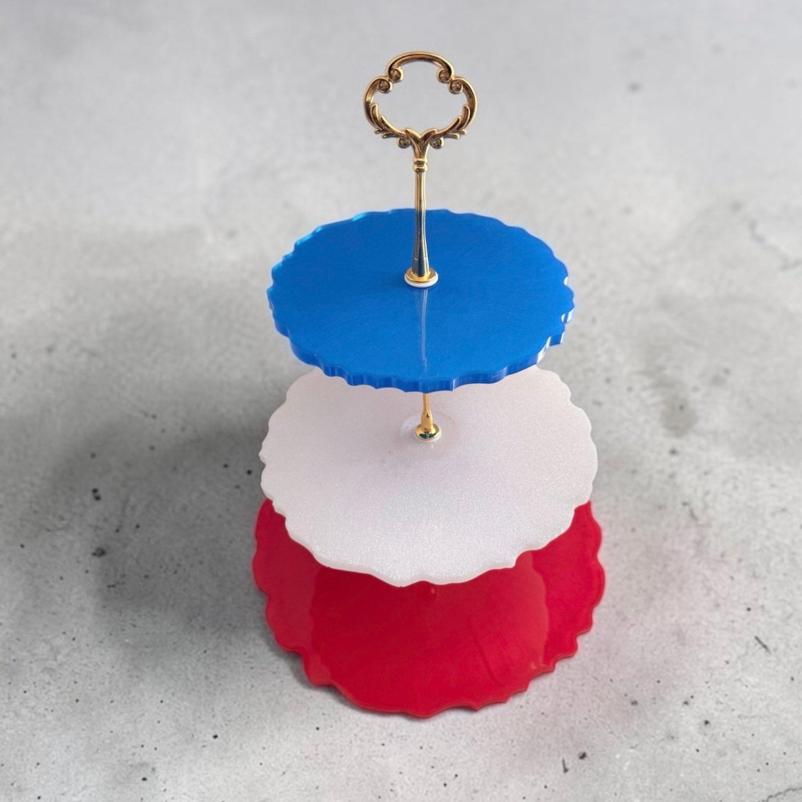 Patriotic Red White and Blue Handcrafted Resin Tier Tray Holiday Gift Summer