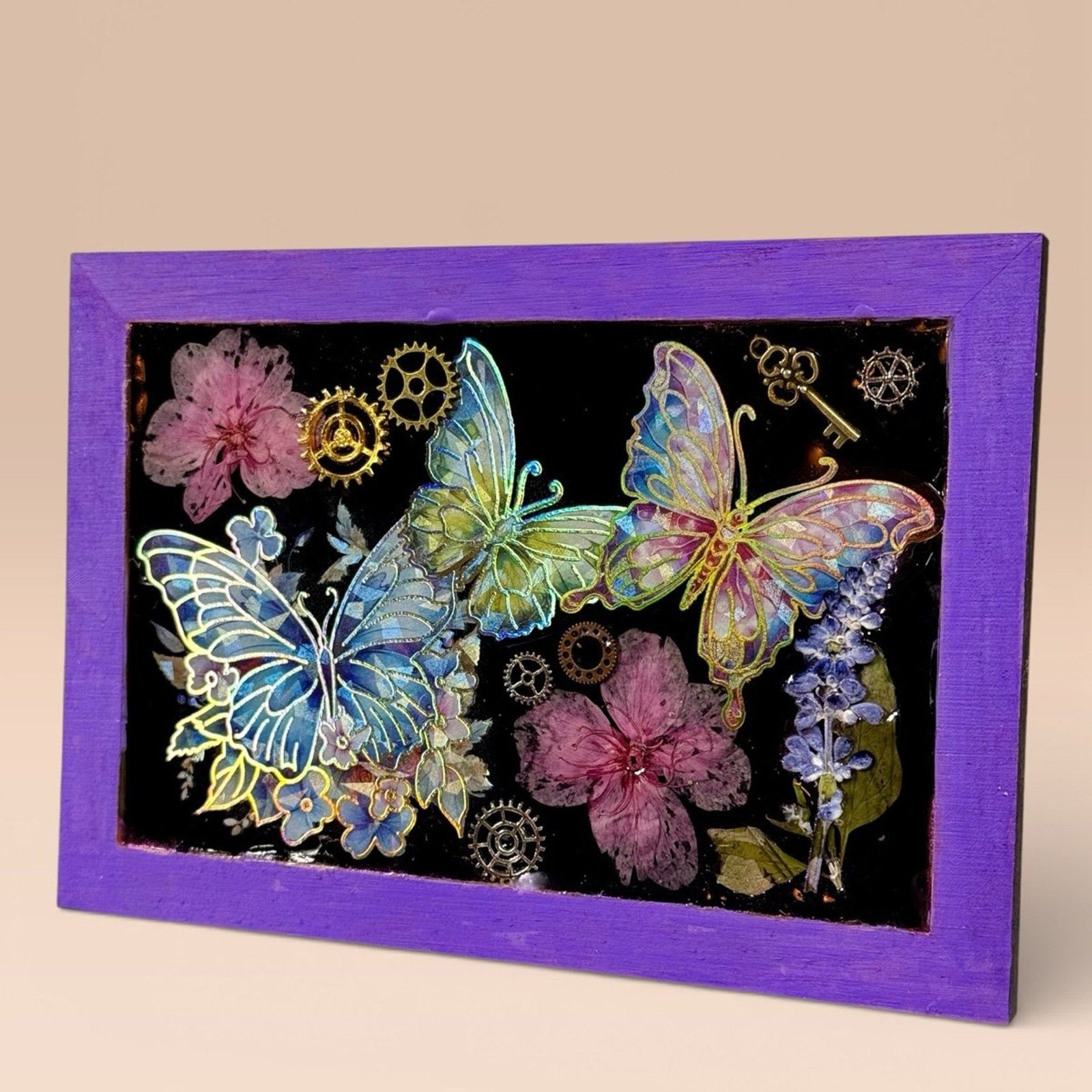 Handcrafted Epoxy Resin Butterfly Chalk Board Art ChiliBeanCollection