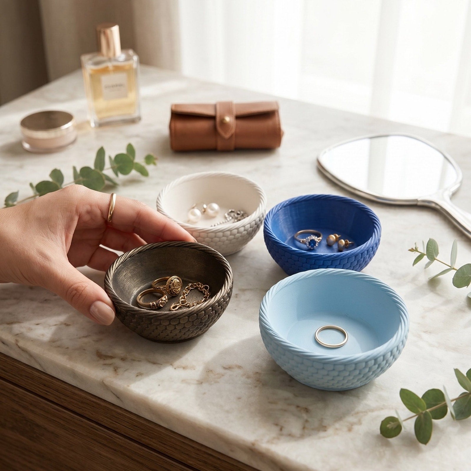 Handcrafted Eco Resin Catchall Bowl Set | Jewelry Dish | Modern Home Deco