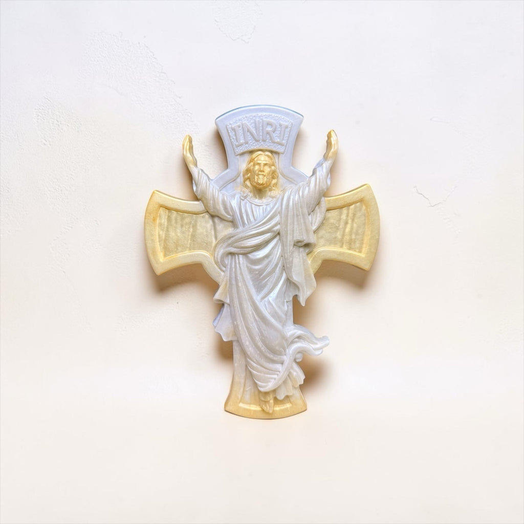 Pearlescent Jesus Cross Decor | Christian Gift | Faith Inspired Home Crucifix
