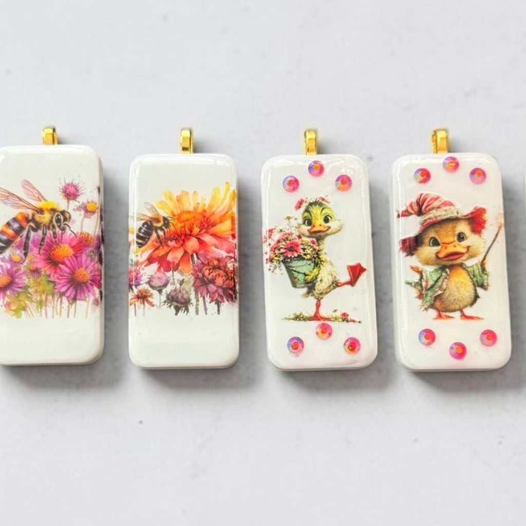 Handcrafted Mini Tile Art Necklace | Bee, Garden, Animal & Whimsical Pendants |