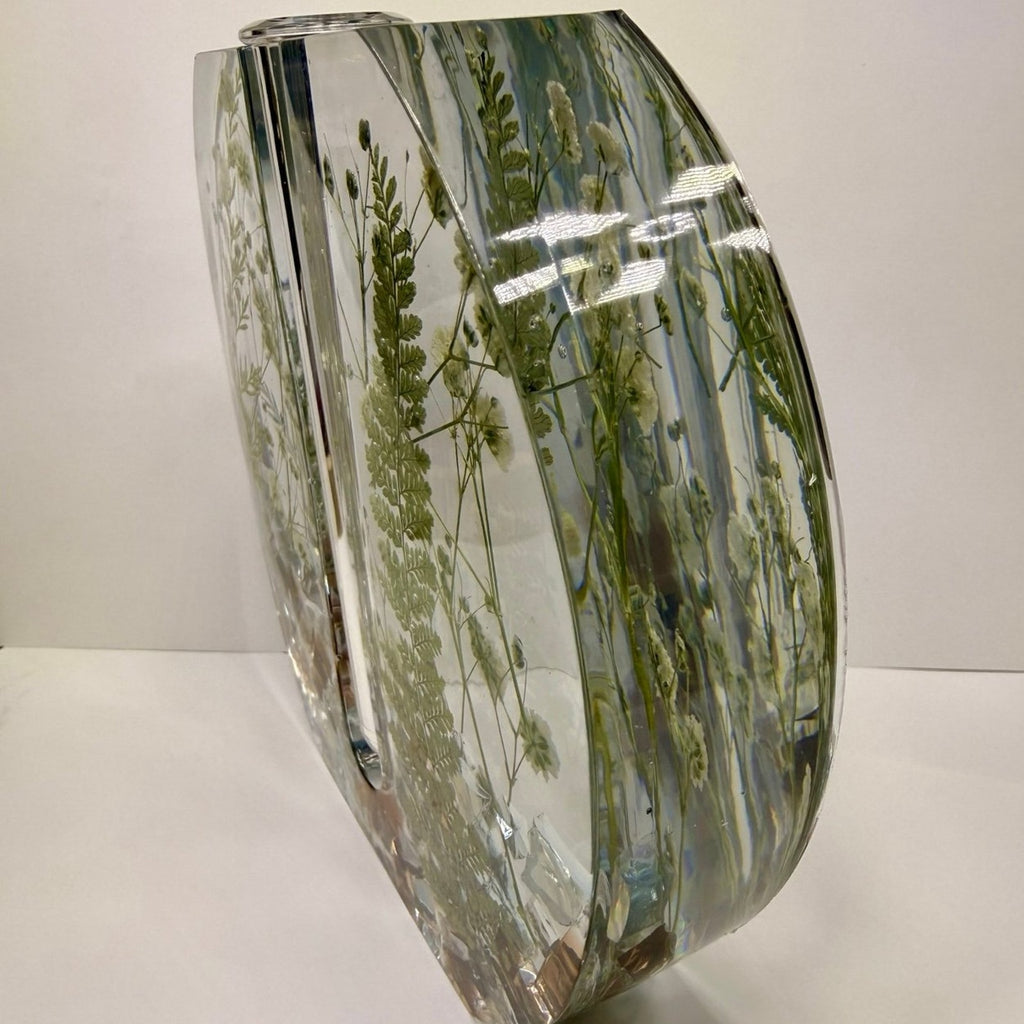 Handmade Forever Bloom Pressed Flower Resin Vase Neutral Botanical Vase