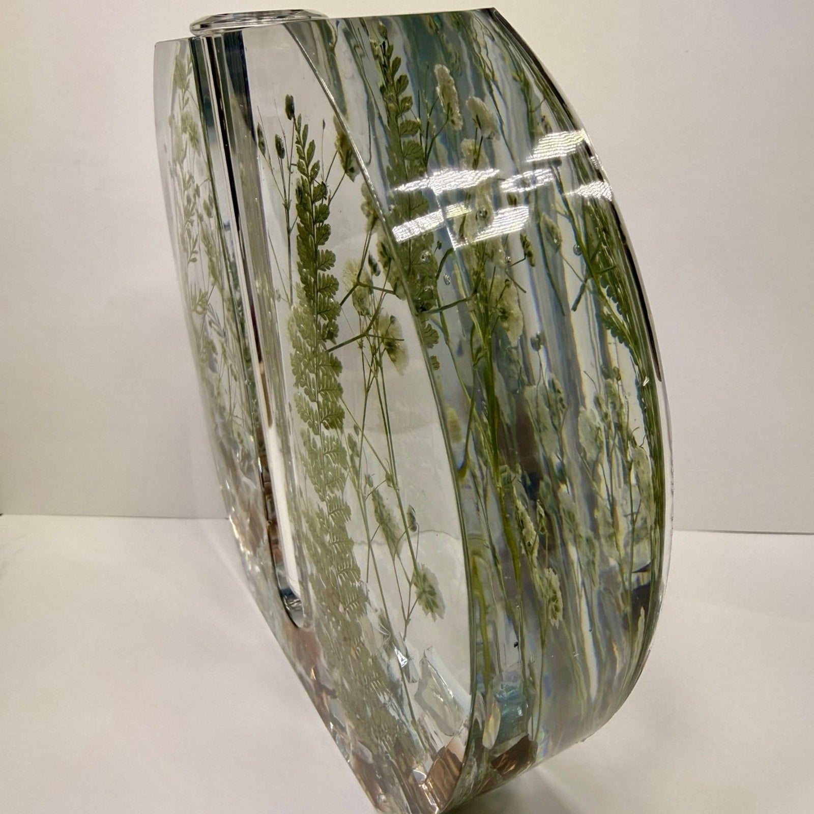 Handmade Forever Bloom Pressed Flower Resin Vase Neutral Botanical Vase