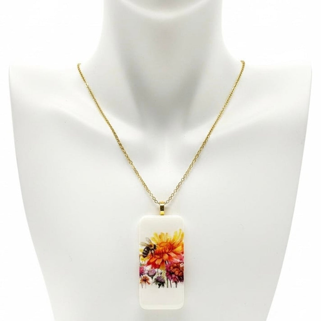 Handcrafted Mini Tile Art Necklace | Bee, Garden, Animal & Whimsical Pendants |