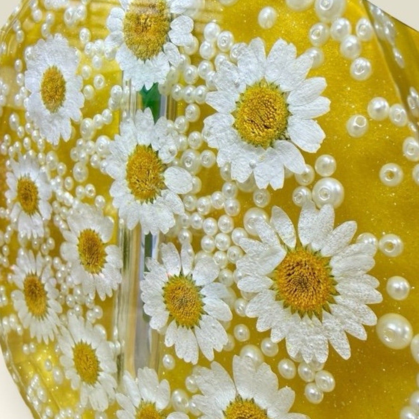 Handcrafted Epoxy Resin Daisy Bud Vase • Yellow Floral Mini Vase Decor