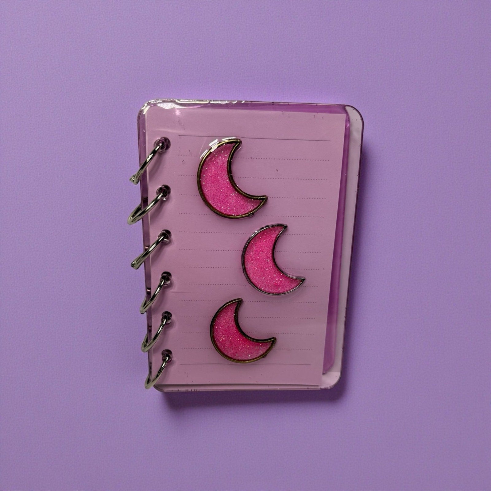 Handmade Resin Notebook Set A7 Moon Celestial w/ Handmade Pens and Bookmarks